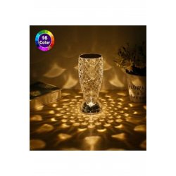 Mey İthalat® Kristal Masa ası Rgb Renk Değiştiren Gece ası 16 Renk Ve 4 Mod Dokunmatik Kontrol