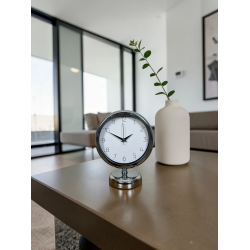 Mey İthalat® Krom 25 x 20 Cm Metal Standart Masa Saati