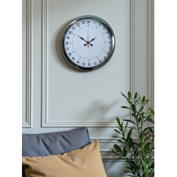 Mey İthalat® Krom 40 Cm Metal 24 Saat Göstergeli Özel Tasarım Duvar Saati