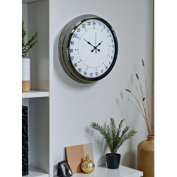 Mey İthalat® Krom 40 Cm Metal 24 Saat Göstergeli Özel Tasarım Duvar Saati