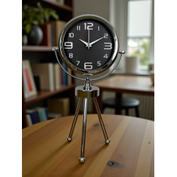 Mey İthalat® Krom Asil Üç Ayaklı Metal Masa Saati