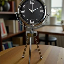 Mey İthalat® Krom Asil Üç Ayaklı Metal Masa Saati