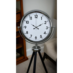 Mey İthalat® Krom Dekoratif Tasarım Tripod Ayaklı Saat