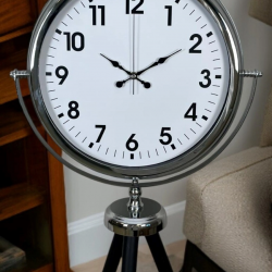 Mey İthalat® Krom Dekoratif Tasarım Tripod Ayaklı Saat