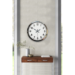 Mey İthalat® Krom Elegance 40 Cm Metal Standart Duvar Saati