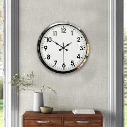 Mey İthalat® Krom Elegance 40 Cm Metal Standart Duvar Saati