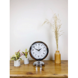 Mey İthalat® Krom Metal Çini Desen Masa Saati 25×20 cm
