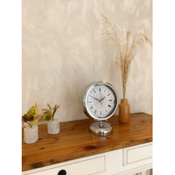 Mey İthalat® Krom Metal Çini Desen Roma Rakamlı Masa Saati