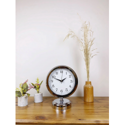 Mey İthalat® Krom Metal Dekoratif Masa Saati 25×20 cm
