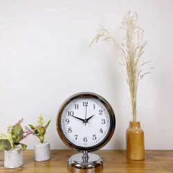 Mey İthalat® Krom Metal Dekoratif Masa Saati 25×20 cm