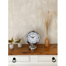 Mey İthalat® Krom Metal Desenli Masa Saati 25×20 cm