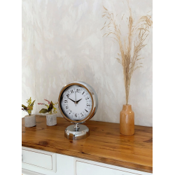 Mey İthalat® Krom Metal Desenli Masa Saati 25×20 cm