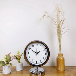 Mey İthalat® Krom Metal Lüks Masa Saati 25×20 cm