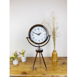 Mey İthalat® Krom Metal Mini Tripod Dekoratif Masa Saati 45×26 cm