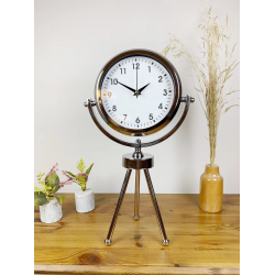 Mey İthalat® Krom Metal Mini Tripod Lüks Masa Saati 45×26 cm