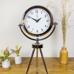 Mey İthalat® Krom Metal Mini Tripod Lüks Masa Saati 45×26 cm