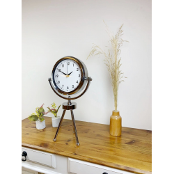 Mey İthalat® Krom Metal Mini Tripod Lüks Masa Saati 45×26 cm