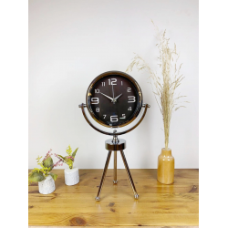 Mey İthalat® Krom Metal Mini Tripod Tasarım Masa Saati 45×26 cm