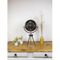 Mey İthalat® Krom Metal Mini Tripod Tasarım Masa Saati 45×26 cm