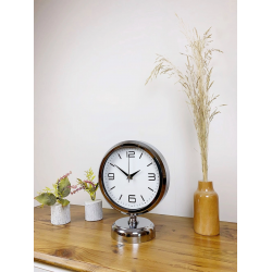 Mey İthalat® Krom Metal Modern Masa Saati 25×20 cm