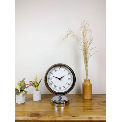 Mey İthalat® Krom Metal Retro Masa Saati 25×20 cm