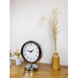 Mey İthalat® Krom Metal Retro Masa Saati 25×20 cm