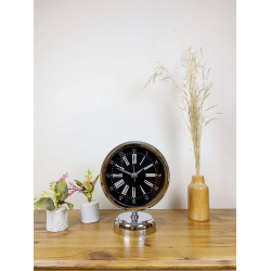 Mey İthalat® Krom Metal Roma Rakamlı Masa Saati 25×20 cm