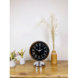 Mey İthalat® Krom Metal Siyah Retro Masa Saati 25×20 cm