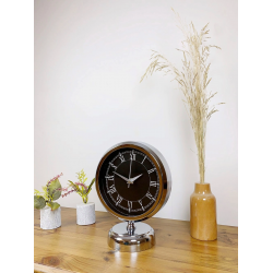 Mey İthalat® Krom Metal Siyah Retro Masa Saati 25×20 cm