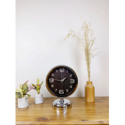 Mey İthalat® Krom Metal Tasarım Masa Saati 25×20 cm