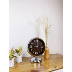 Mey İthalat® Krom Metal Tasarım Masa Saati 25×20 cm