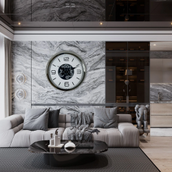 Mey İthalat® Krom Modern 60 Cm Çarklı Duvar Saati