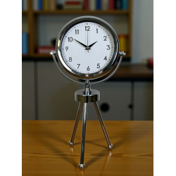 Mey İthalat® Krom Modern Classic Üç Ayaklı Metal Masa Saati