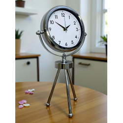 Mey İthalat® Krom Modern Classic Üç Ayaklı Metal Masa Saati