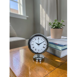 Mey İthalat® Krom Motifli 25 x 20 Cm Metal Masa Saati