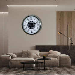 Mey İthalat® Krom Roma Rakamlı 60 Cm Çarklı Duvar Saati