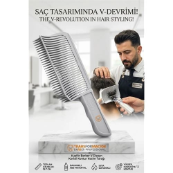 Mey İthalat® Kuaför Berber V Dizayn Kavisli Kontur Kesim Tarağı 721919