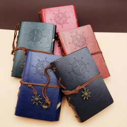 Mey İthalat® Küçük Boy Pusula Baskılı Deri Defter