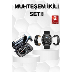 Mey İthalat® Kulak İçi Kablosuz Bluetooth Kulaklık ve NFC ve GPS Özellikli Akıllı Saat Alarm ve Titreşim