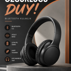 Mey İthalat® Kulak Üstü Bluetooth Kulaklık Ayarlanabiilir Uzun Pil Ömrü Kablosuz 5.0 Bluetooth