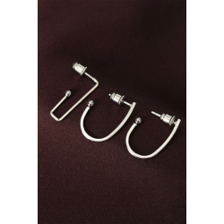 Mey İthalat® küpeGeometrik Model Gümüş Renk Metal Çoklu Küpe