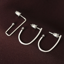 Mey İthalat® küpeGeometrik Model Gümüş Renk Metal Çoklu Küpe