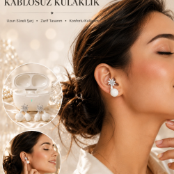 Mey İthalat® Küpeli Kablosuz Bluetooth Kulaklık Uzun Süreli Şarj Özellikli