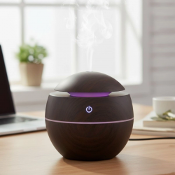 Mey İthalat® Küre Model Akasya Renk Hava Nemlendirici – Ultrasonik Soğuk Buhar Makinesi, LED Işıklı Masaüstü Oda Nemlendirici