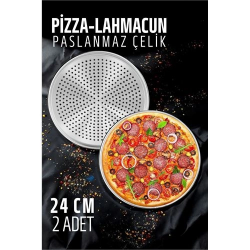 Mey İthalat® Lahmacun Pizza Pide Pişirme Tepsisi 24 CM 2 li SET 721567