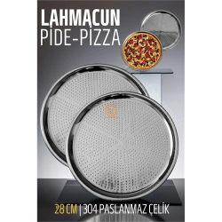 Mey İthalat® Lahmacun Pizza Pide Pişirme Tepsisi 28 CM 2 li SET 721314