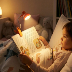 Mey İthalat®  Lale Model Mandallı LED Kitap Okuma ası – Kıvrılabilir Esnek Gövdeli, Taşınabilir Gece ası & Masaüstü Okuma Işığı