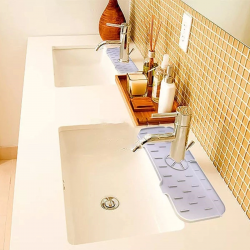 Mey İthalat®  Lavabo İçin Silikon Esnek Mat Musluk Sapı Damlama Tutucu Raf Mutfak Tezgahı Sıçrama Koruma
