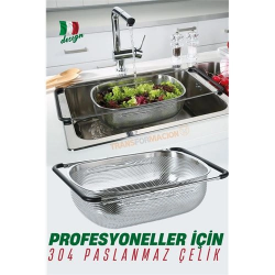 Mey İthalat®  Lavabo Süzgeci Ayarlanabilir Kevgir 304 Paslanmaz Çelik 721523