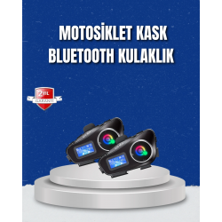 Mey İthalat® LCD Ekranlı Bluetooth Kask Kulaklığı FM Radyo ve SD Kart Girişli